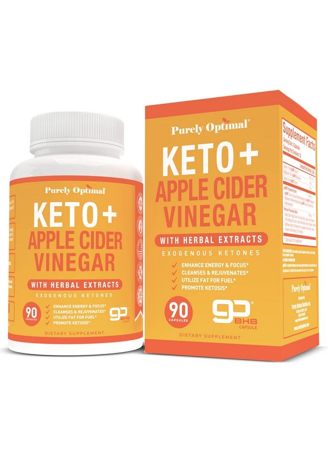 Purely Optimal - Premium Keto+Apple Cider Vinegar Pills Promote Ketosis Boost Energy & Focus Support Metabolism Manage Cravings W/Garcinia Cambogia Keto Bhb Exogenous Ketones 90 Capsules - Image 1