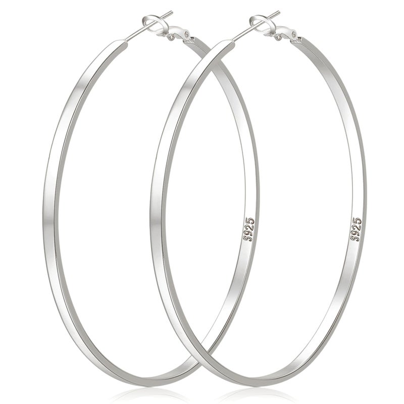 LOUMILEO Large Silver Hoop Earrings for Women Hypoallergenic Sterling Silver Hoop Earrings Lightweight Big Hoops Earring Thin Hoops Earring for Women - Image 1