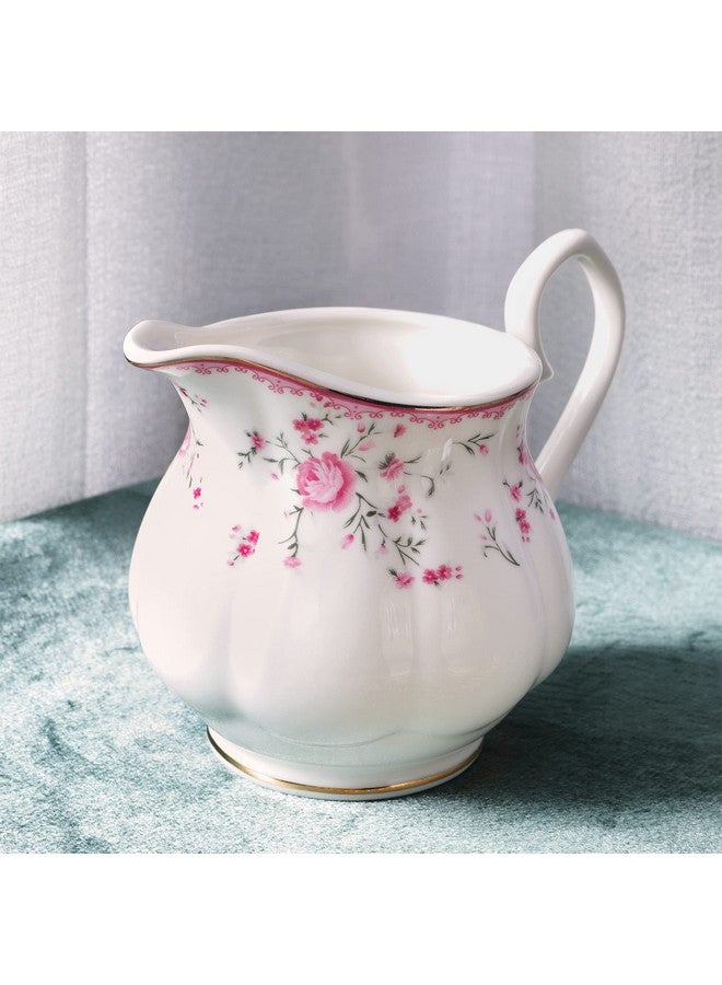 طقم شاي بورسلين عتيق من فانكوير لحفلات الشاي النسائية، طقم فنجان وصحن لستة أشخاص، طقم إبريق شاي مزين بنقشة زهور لحفلات الزفاف للبالغين، وردي - Image 3