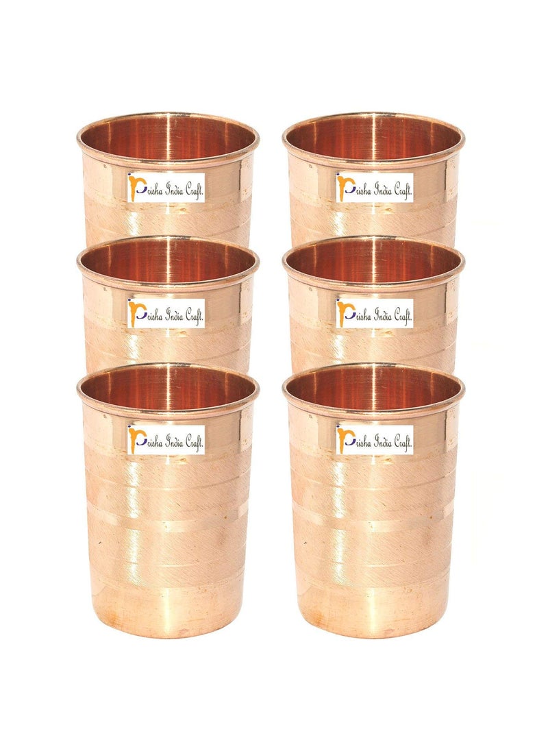 Prisha India Craft Prisha India Craft Luxury Design Copper Glass Tumbler 300 ML Set of 6  - Image 1