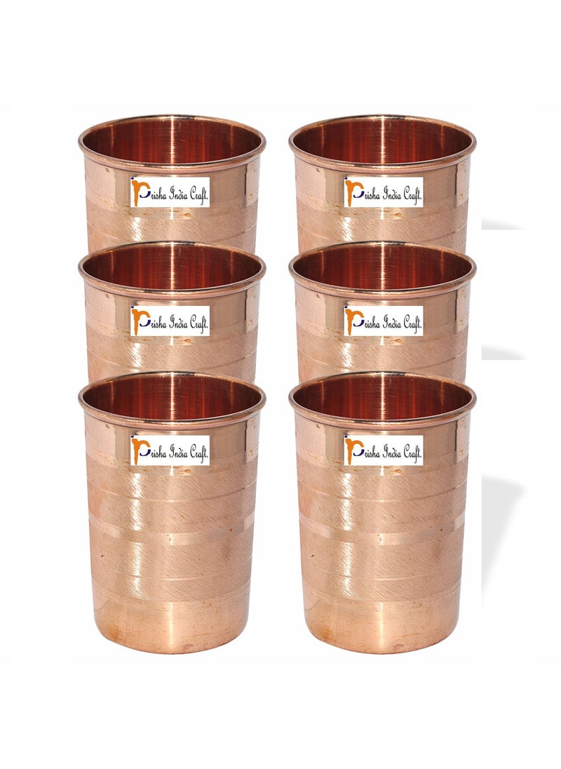 Prisha India Craft Prisha India Craft Luxury Design Copper Glass Tumbler 300 ML Set of 6  - Image 5