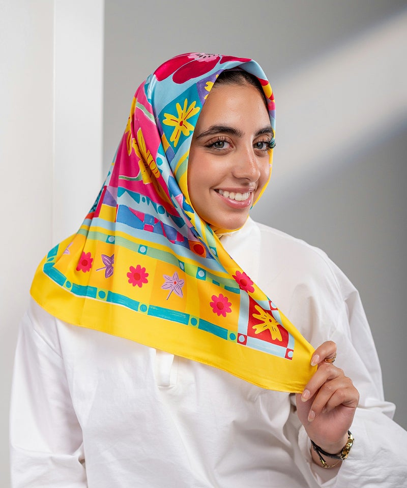 كايان طرحة ساتان أرماني كرنفال ساتان مربعة بتصميم مميز - متعدد الألوان - Image 2