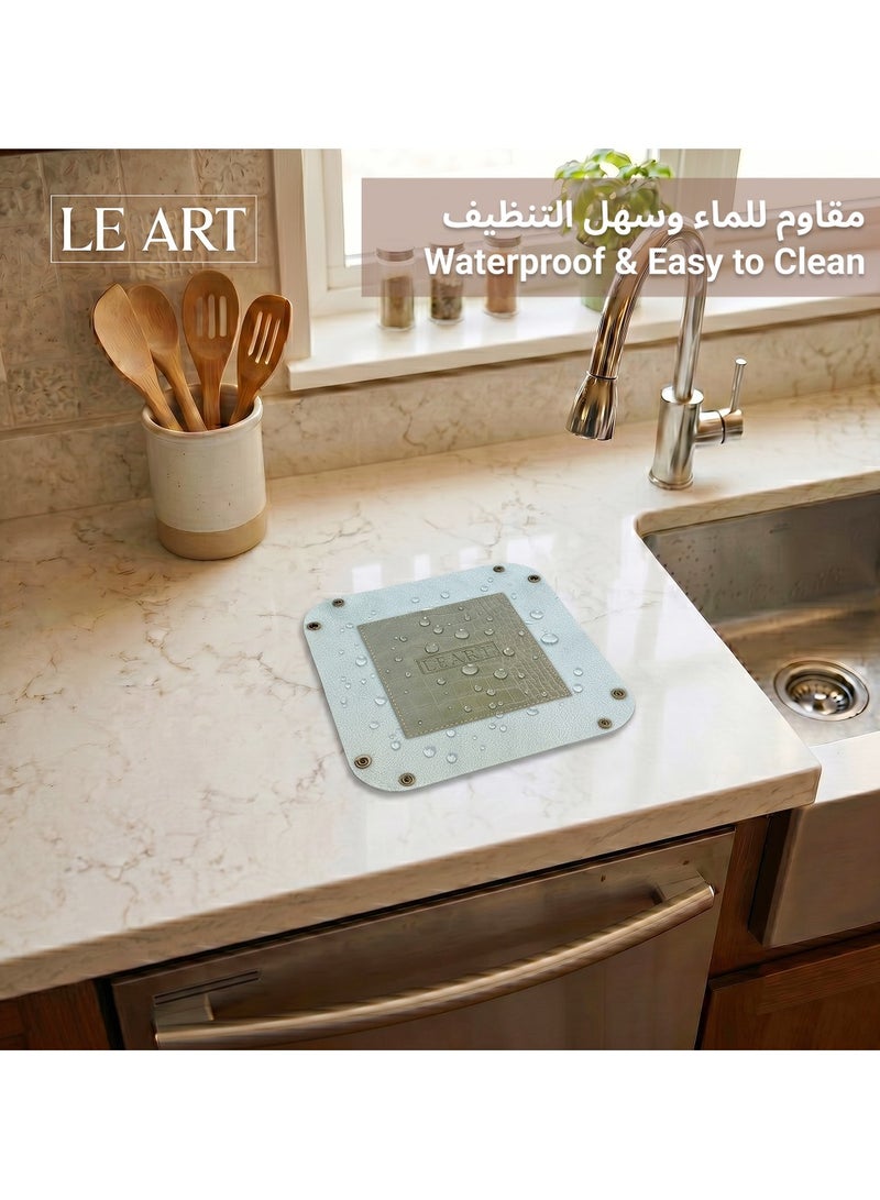 LeArt Leather Valet Tray - Small & Compact Catchall Tray | Desk, Bedside, Home Entrance Entryway Organizer | Leather Tray for Keys, Coins, Stationary, Jewellery (Olive Green | Crocodile Texture) - Image 5
