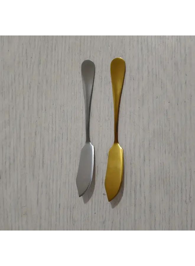 2 Pcs Stainless Steel Silvery Yellow Butter Knife Cream Spatula For Fruit Jam Cheese Spread 5.7 Inches - Image 5