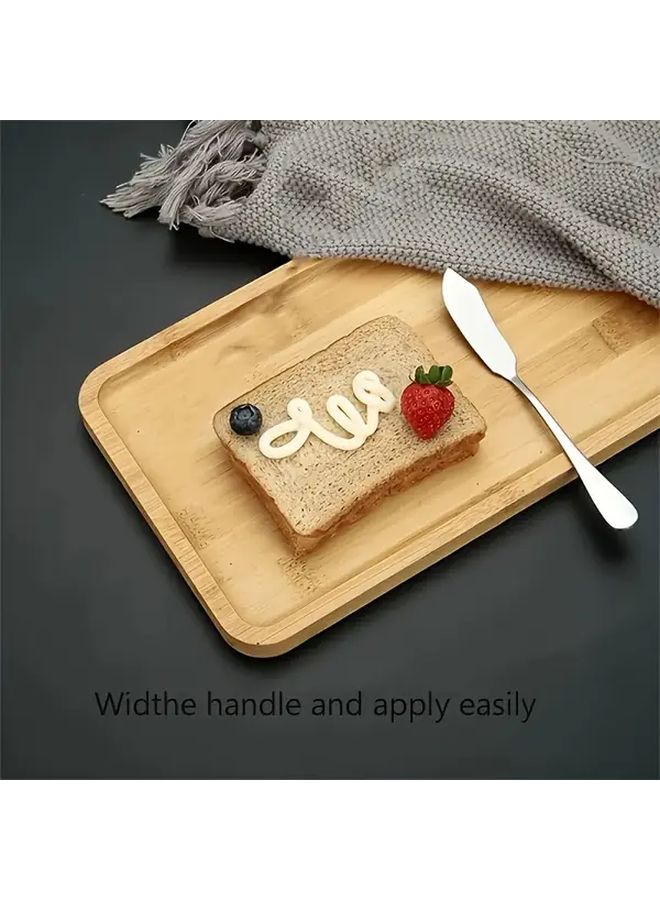 2 Pcs Stainless Steel Silvery Yellow Butter Knife Cream Spatula For Fruit Jam Cheese Spread 5.7 Inches - Image 2