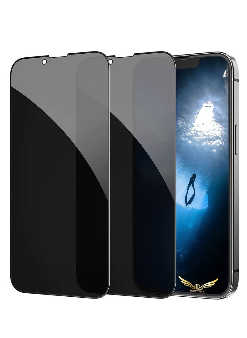 BORTONY Pack of 2 iPhone 14 Plus /13 Pro Max Privacy Screen Protector 9H Anti Spy Dark Film Guard Case Friendly Bubble Free Tempered Glass for Apple iPhone 14Plus/13 Pro Max 6.7 Inch 2022  - Image 1