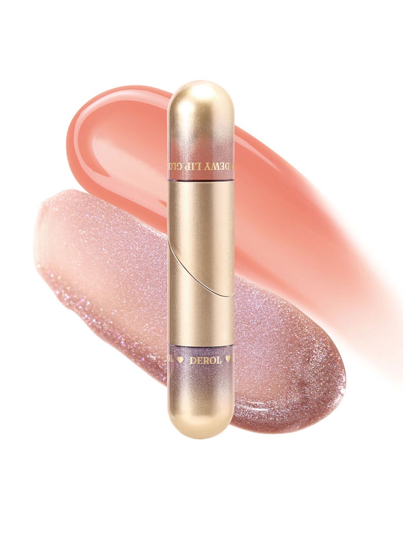 DEROL Lip Gloss Plumper Hyaluronic Acid High Shine Super Shine Non-Sticky Color Lips Stain Oil Liquid Lipstick Glaze Glitter Lifter Long Lasting Waterproof Moisturizing for Women Girls  - Image 1