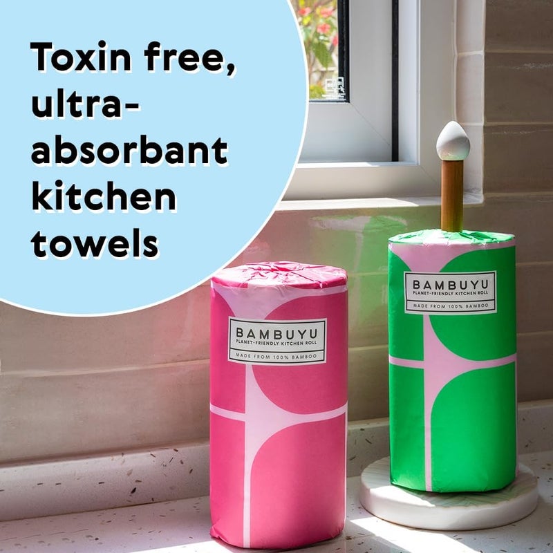Bambuyu – Bamboo Kitchen Paper Towel | 6 Rolls (2-ply, 120 sheets) | Eco-Friendly, Plastic-free, Absorbent, Family-safe - Image 2