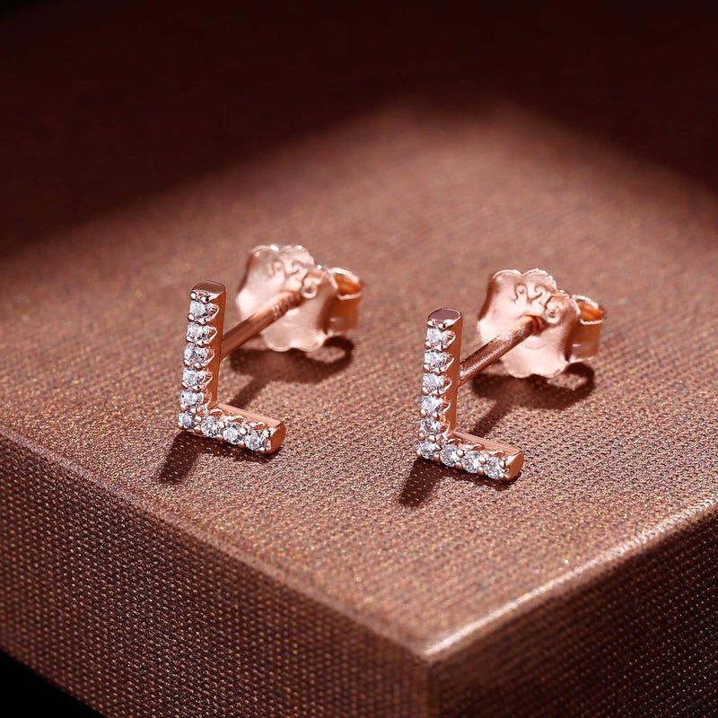 MONOOC Store Initial Stud Earrings for Girls - S925 Sterling Silver Post Cubic Zirconia Stud Earrings Initial Earrings for Girls Women Hypoallergenic Earrings Birthday Gifts for Girls Kids Jewelry - Image 4