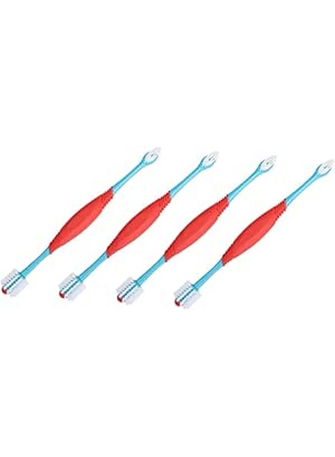 4Pcs Double Headed Ergonomic Pet Toothbrush Dogs Teeth Cleaner Oral Care For - Image 1