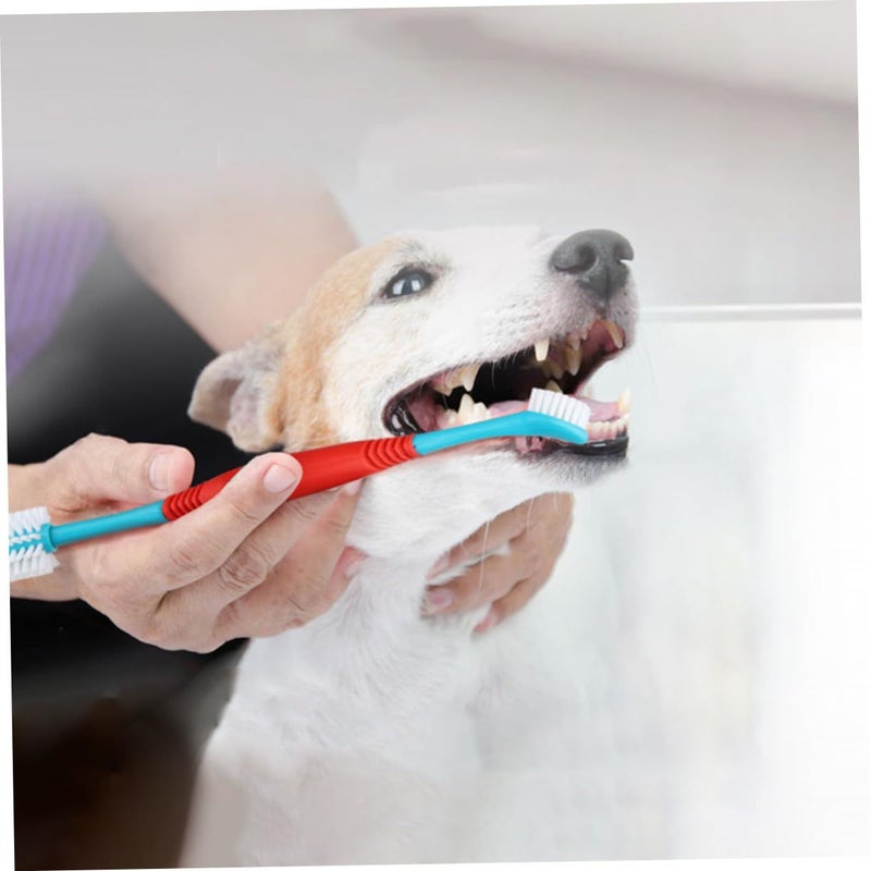 4Pcs Double Headed Ergonomic Pet Toothbrush Dogs Teeth Cleaner Oral Care For - Image 3
