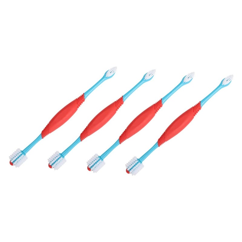 4Pcs Double Headed Ergonomic Pet Toothbrush Dogs Teeth Cleaner Oral Care For - Image 2