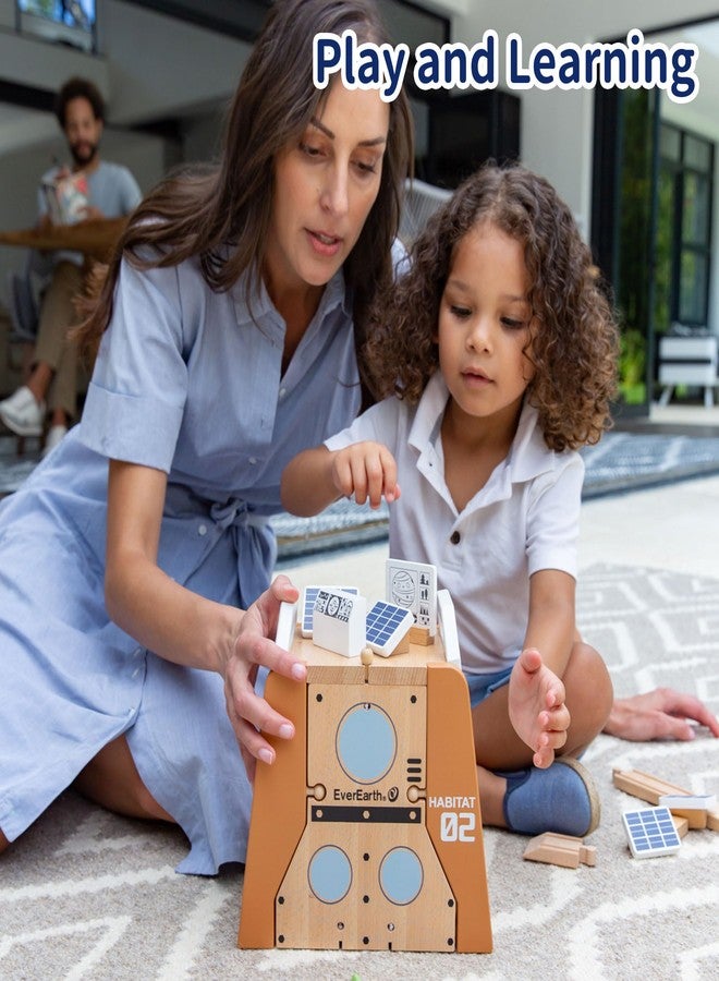 EverEarth Wooden Train Set Space Toys, Wood Train Track Set 39pcs, Mars Explore Base Train Space Station with Rocket and Astronaut for Kids 36m+, FSC Certified - Image 4