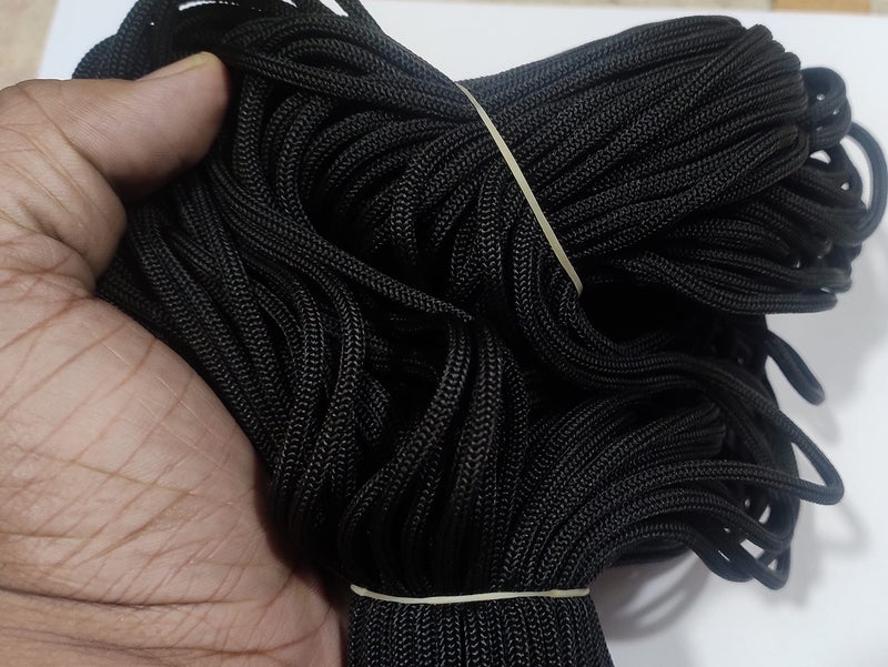 OMX Nylon Knot Macrame Beading Braided 3 mm Thread 60 Meter Cord Rope (Black) - Image 4