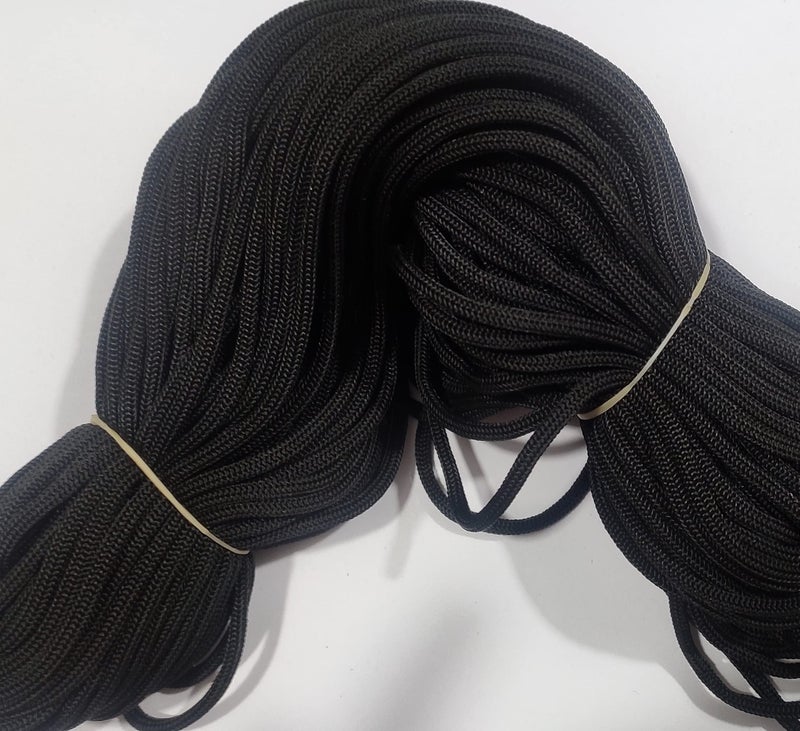 OMX Nylon Knot Macrame Beading Braided 3 mm Thread 60 Meter Cord Rope (Black) - Image 2