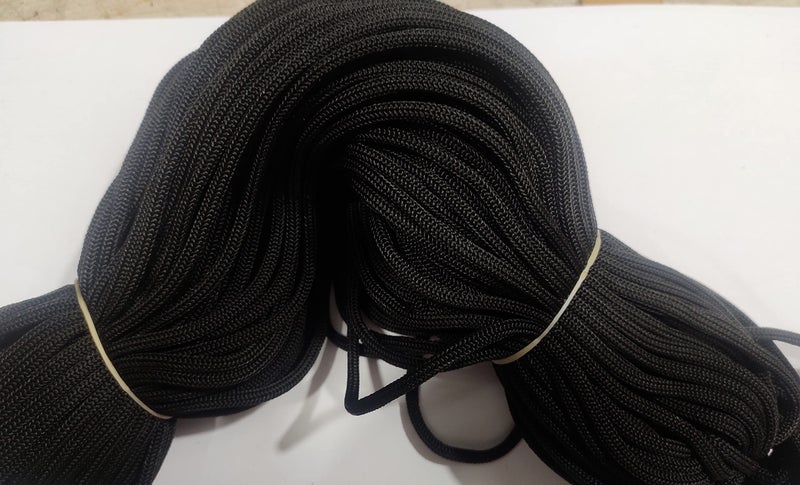 OMX Nylon Knot Macrame Beading Braided 3 mm Thread 60 Meter Cord Rope (Black) - Image 1