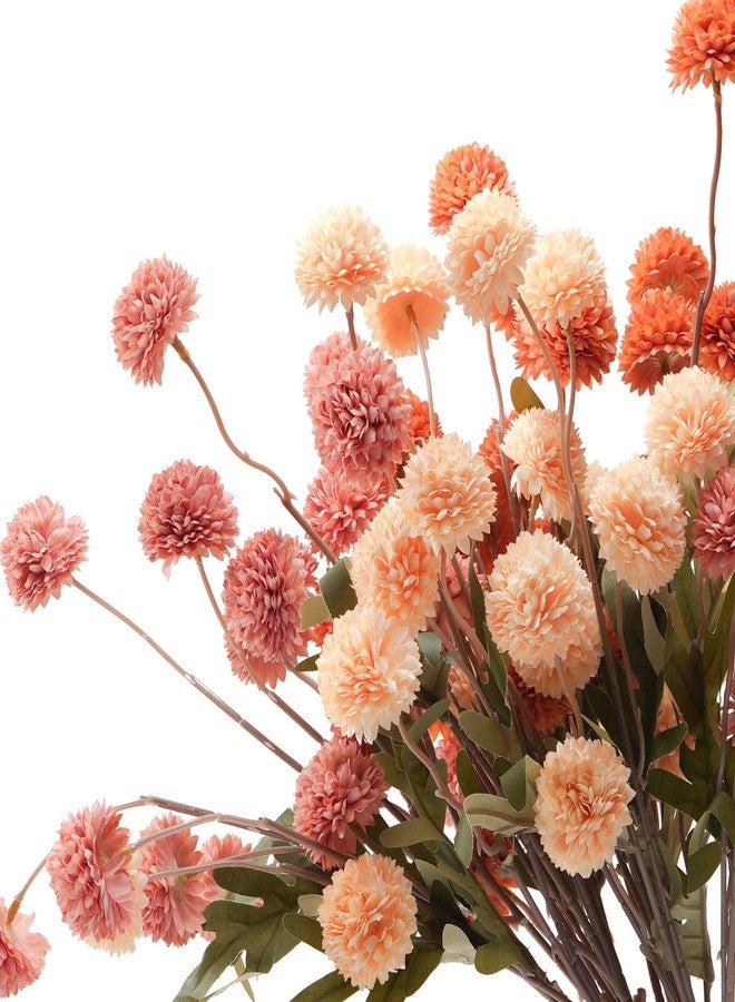 trytuny Fake Fall Flowers for Vase, Faux Silk Kiku Mums, Artificial Pom pom Floral Bouquets Indoor Centerpiece Office Coffee Table Boho Home Decorations (9, Mixed Orange) - Image 4