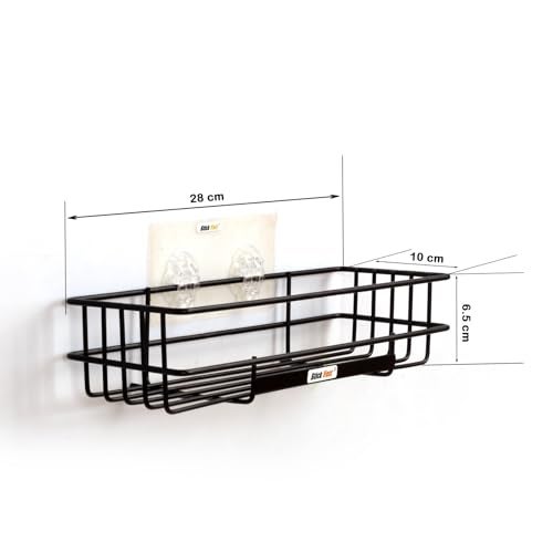 SF - Stick Fast Bathroom Shelf Self-Adhesive - Elegance Tray with 3M Sticker for Wall Mount Multipurpose Kitchen & Bathroom Storage Organizer Tray Rack Pack of 1 - Black, Stainless Steel - Image 4
