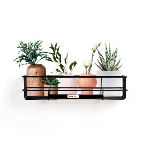 SF - Stick Fast Bathroom Shelf Self-Adhesive - Elegance Tray with 3M Sticker for Wall Mount Multipurpose Kitchen & Bathroom Storage Organizer Tray Rack Pack of 1 - Black, Stainless Steel - Image 2
