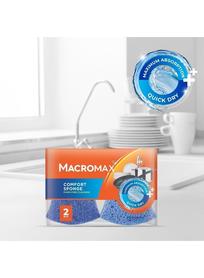 Macromax Comfort Sponge – 2 Pieces Set | Soft High-Foam Dishwashing Sponges with Ergonomic Grip - Image 2