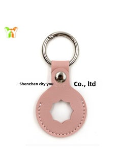 Suitable For Airtags Apple Anti-lost Device Leather Case Bluetooth Locator Protective Case Access Control Card Case-Color:Pink-Applicable Models:airtag