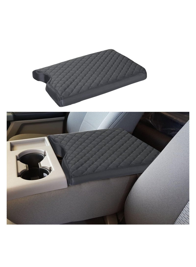 SYOSI Middle Console Cover Armrest Box Lid, Leather Arm Rest Box Lid, Center Console Cover for Ford F150 2015-2024/F250 F350 F450 2017-2024, Protective Cover Accessories (40/20/40 Jump Seat Console Only) - Image 1
