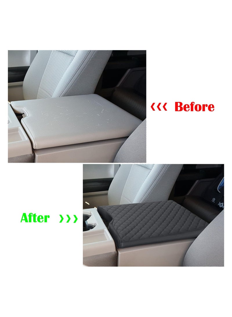 SYOSI Middle Console Cover Armrest Box Lid, Leather Arm Rest Box Lid, Center Console Cover for Ford F150 2015-2024/F250 F350 F450 2017-2024, Protective Cover Accessories (40/20/40 Jump Seat Console Only) - Image 3