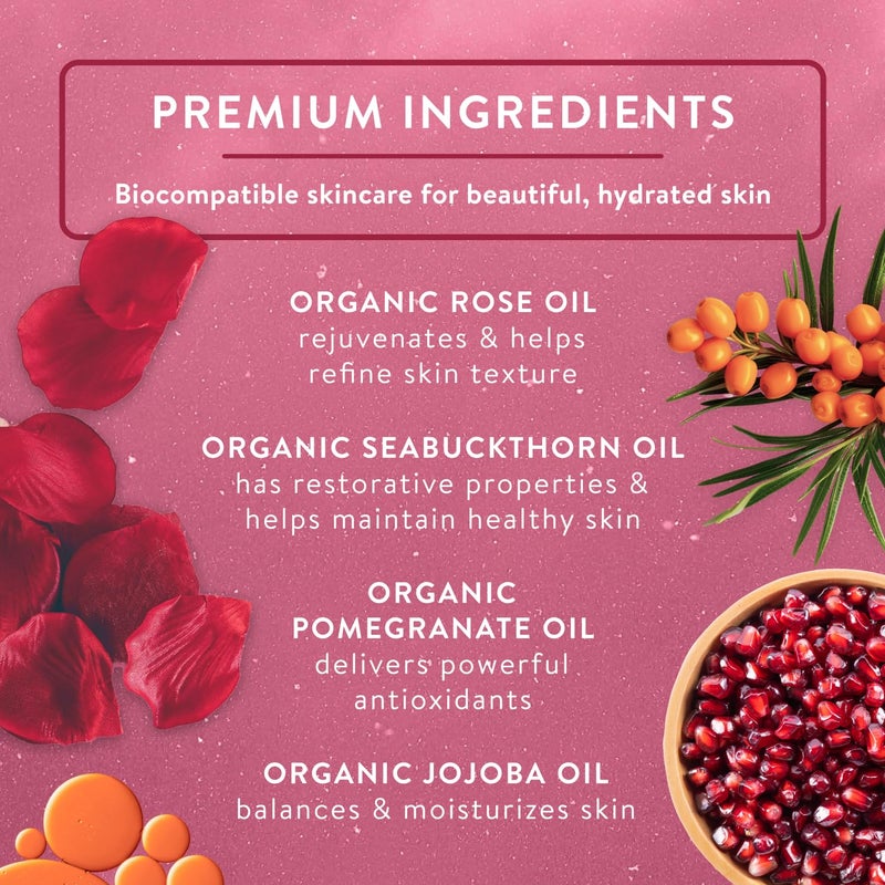 Badger Rose Face Oil, 100% Organic Face Moisturizer, Nourishing & Soothing Organic Jojoba Oil & Rose Oil, Vegan Antioxidant Rich Moisturizing Facial Oil, 1 fl oz Glass Bottle - Image 3