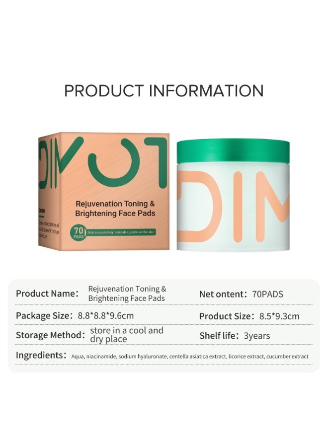 DIMOT Centella Asiatica Moisturizing Pads (70 pcs) Hydrating, Soothing, Repairing, and Barrier-Repairing Cotton Pads - Image 5