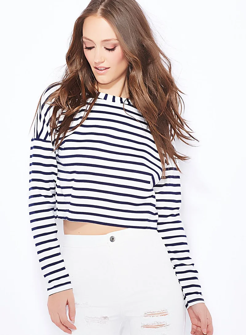 Missguided Striped Crop Sweater