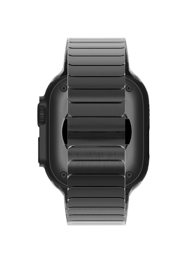 CHANCHY Men's Stainless Steel Metal Strap with Folding Clasp for Apple Watch Series 8 7 6 5 4 3 2 1 SE (Black, 49mm 45mm 44mm 42mm) - Image 3
