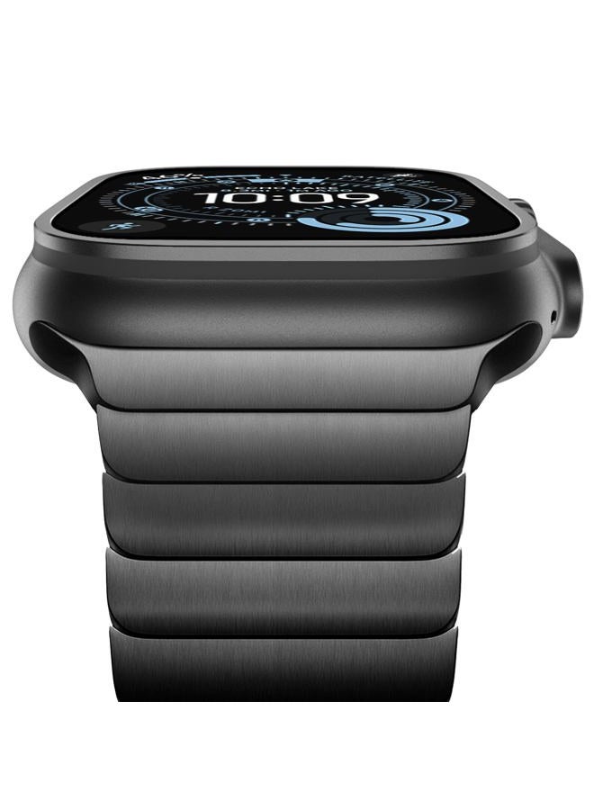 CHANCHY Men's Stainless Steel Metal Strap with Folding Clasp for Apple Watch Series 8 7 6 5 4 3 2 1 SE (Black, 49mm 45mm 44mm 42mm) - Image 2
