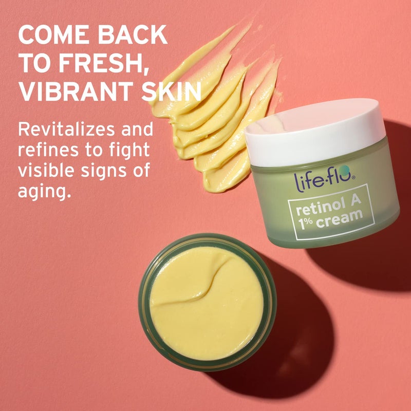 LIFE-FLO Retinol Face Cream - Face Moisturizer and Neck Cream w/ 1% Retinol Vitamin A, Green Tea and Vitamin E - Refines Skin, Minimizes Appearance of Fine Lines and Wrinkles, 60-Day Guarantee 1.7oz - Image 3