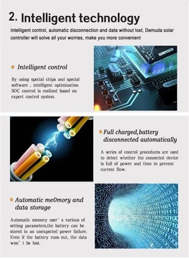 ماركة غير محددة - وحدة تحكم شحن شمسية سعة 60 أمبير، مع منفذ مزدوج USB متعدد الوظائف شاشة عرض LCD قابلة للضبط PWM لوحة تحكم شمسية تلقائية وحدة تحكم شاحن - Image 1