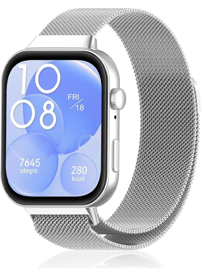 Strap Compatible with Huawei Watch Fit 3\4\4pro , Adjustable Stainless Steel Magnetic Metal Watch Strap for Huawei Watch Fit 3\4\4pro - Image 1