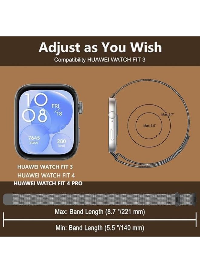 Strap Compatible with Huawei Watch Fit 3\4\4pro , Adjustable Stainless Steel Magnetic Metal Watch Strap for Huawei Watch Fit 3\4\4pro - Image 3
