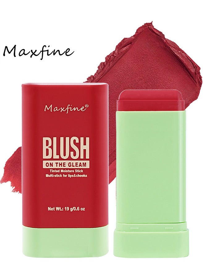 Maxfine On The Gleam Blush, Tinted Moisture Stick Multi-stick For Lips And Cheeks, Highlighting ​Color Silky Powder Blusher Stick Natural Glow Silly Blusher Light And Soft Feeling The Apply On Your Face  - Image 1