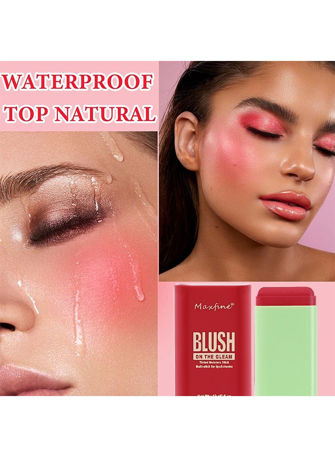 Maxfine On The Gleam Blush, Tinted Moisture Stick Multi-stick For Lips And Cheeks, Highlighting ​Color Silky Powder Blusher Stick Natural Glow Silly Blusher Light And Soft Feeling The Apply On Your Face  - Image 5