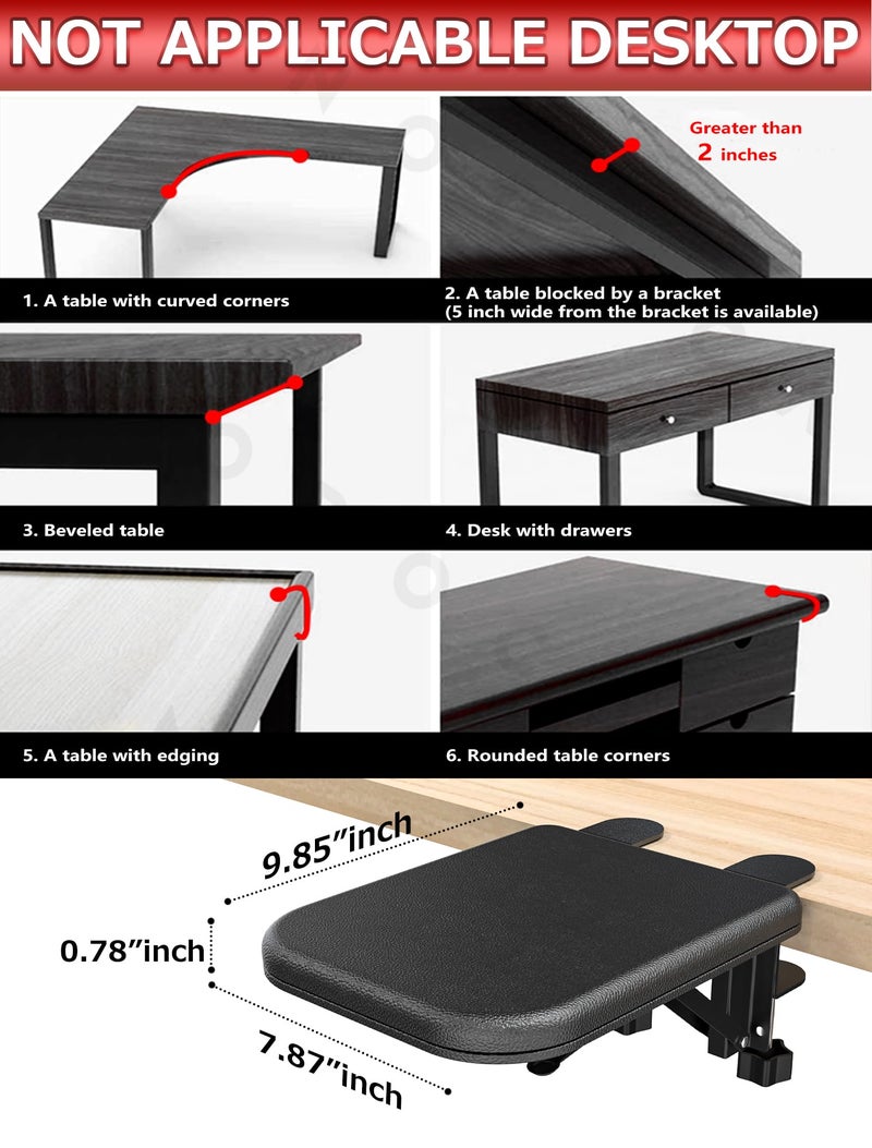NODOCA Arm Rest for Desk, Ergonomics Wrist Rest, Desk Extender, Soft Sponge Built-in, Comfortable Arm Support for Desk, Foldable Elbow Rest for Desk, Home, Office(1pcs) - Image 5