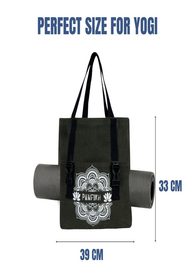 PANFIKH Unisex Tote Syle Adult Yoga Mat Bag Holder for 6mm to 8 mm Yoga Mats (Olive) - Image 3