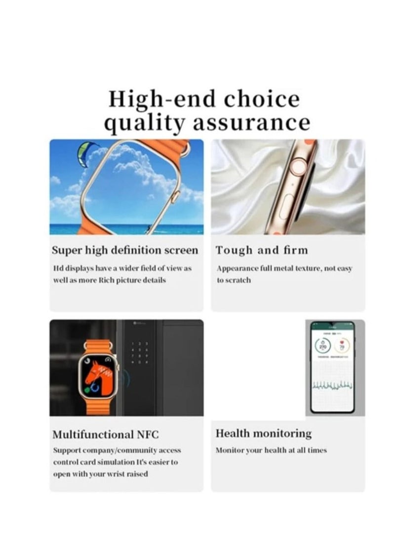في & حول - ساعة ذكية X8 PRO Plus شاشة 2.12 بوصة سلسلة 8 مع خاصية تتبع الارتفاع في درجة حرارة الجسم ونظام تحديد المواقع NFC برتقالى - Image 1