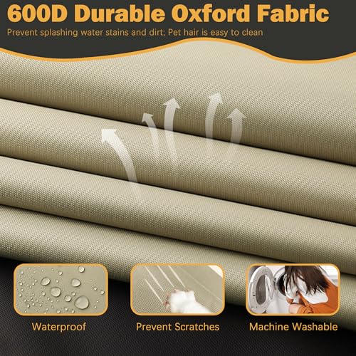 Sqodok Patio Furniture Cushion Covers Outdoor Cushion Covers Set of 2 Replacement Cushions for Outdoor Furniture Large Waterproof 24x22 Sectional Cushions Cover (Tan, 24"x22"x4"-2 PACK) - Image 4