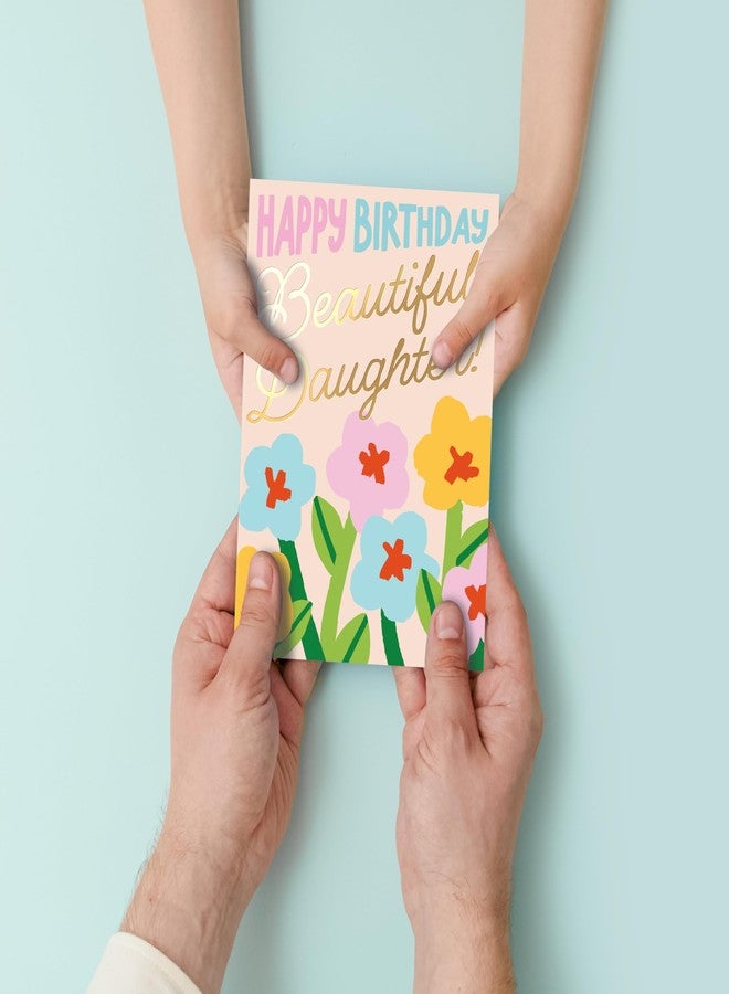 Sweetzer & Orange Happy Birthday Beautiful Daughter Card – Gold Foil Floral 5x7” Birthday Card For Daughter With Pink Envelope & Gold Seal – “You Are Loved More Than Words Can Say” Message Inside - Image 3