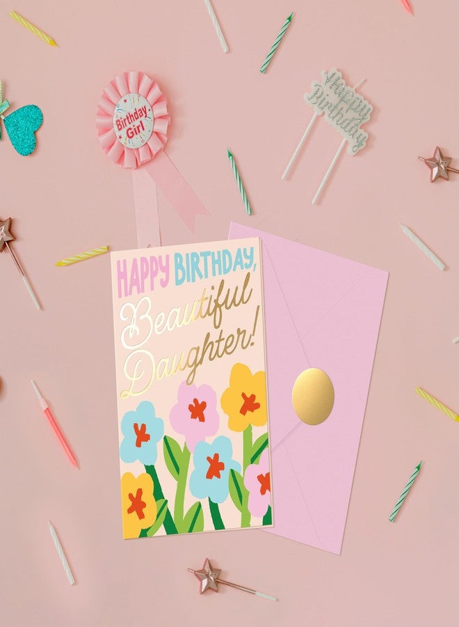 Sweetzer & Orange Happy Birthday Beautiful Daughter Card – Gold Foil Floral 5x7” Birthday Card For Daughter With Pink Envelope & Gold Seal – “You Are Loved More Than Words Can Say” Message Inside - Image 4