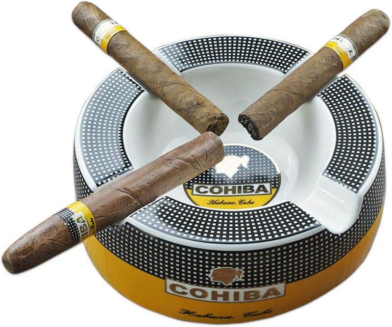 Cigar Ashtray with 4 Cigar Rests - Large Porcelain Ashtray for Indoor and Outdoor Use - Image 1