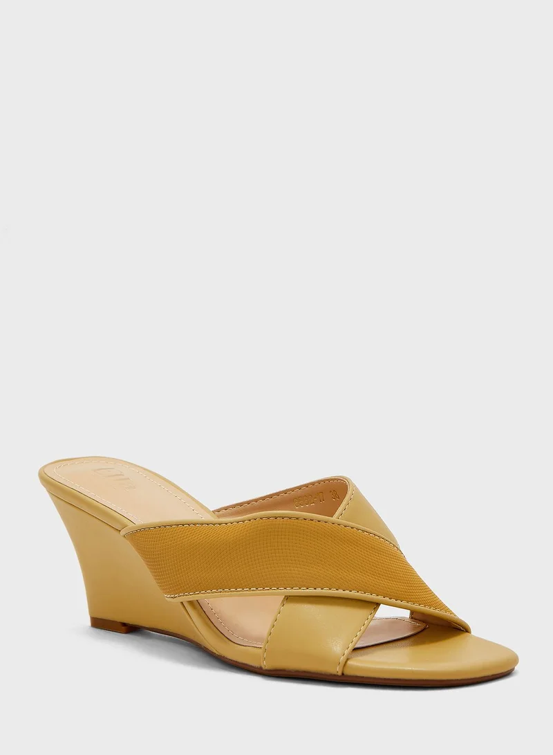 ELLA Crossed Strap  Wedge Sandal