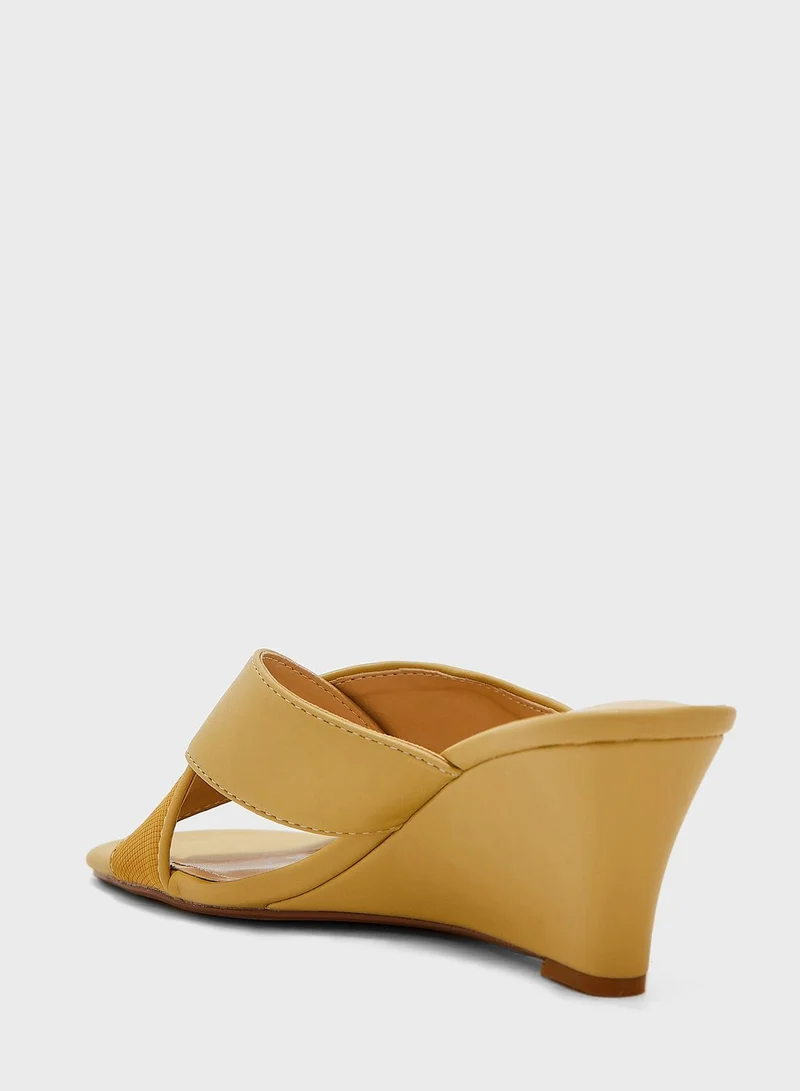 ELLA Crossed Strap  Wedge Sandal