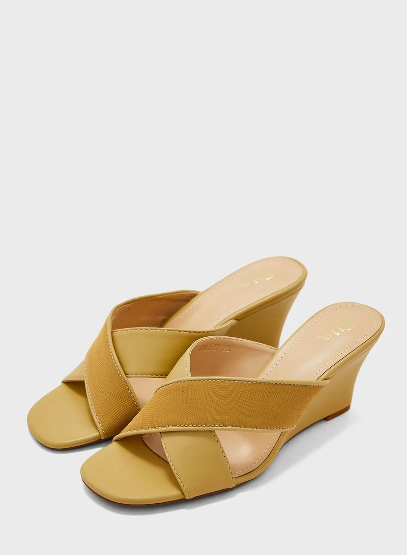 ELLA Crossed Strap  Wedge Sandal