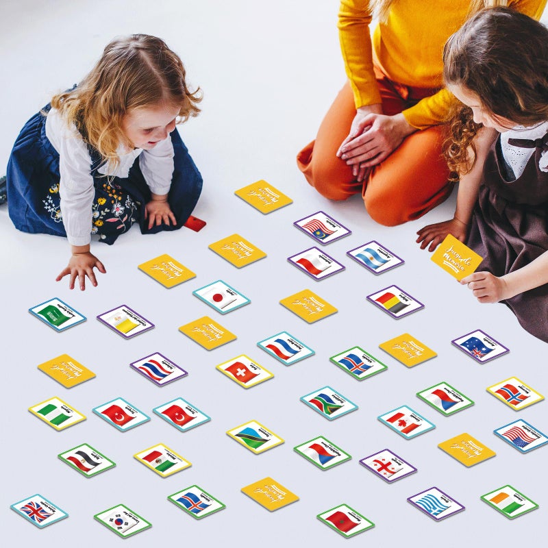gisgfim 50 Pairs Juego de Memoria de Banderas del Mundo en espaÃ±ol para niÃ±os y adultos Flags of the World Memory Matching Games in Spanish Educational Matching Game Fun Fast Memory Game Gift Learning - Image 5