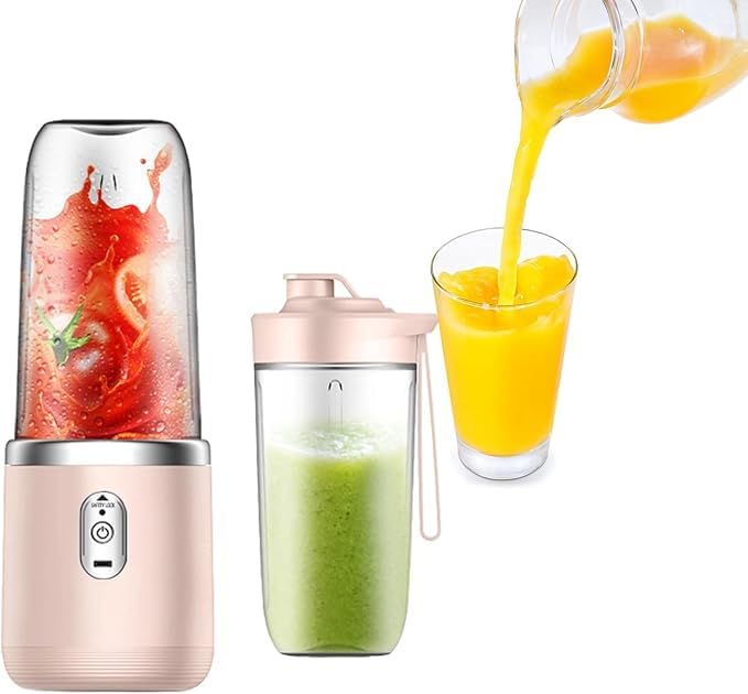 Qlect Portable Blender Electric Juicers Fruit Mixers USB Rechargeable Smoothie Mini Personal Juicer 6 Blades 3Gears With 1500 Mah Rechargeable Battery-Smoothie Blender(Pink) - Image 2
